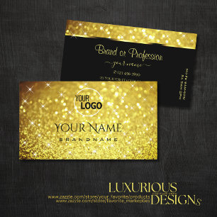 Luxury Gold Shiny Glitter Luminous Stars add Logo Business Card