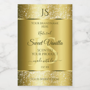 Luxury Gold Soft Glitter Initials Product Labels