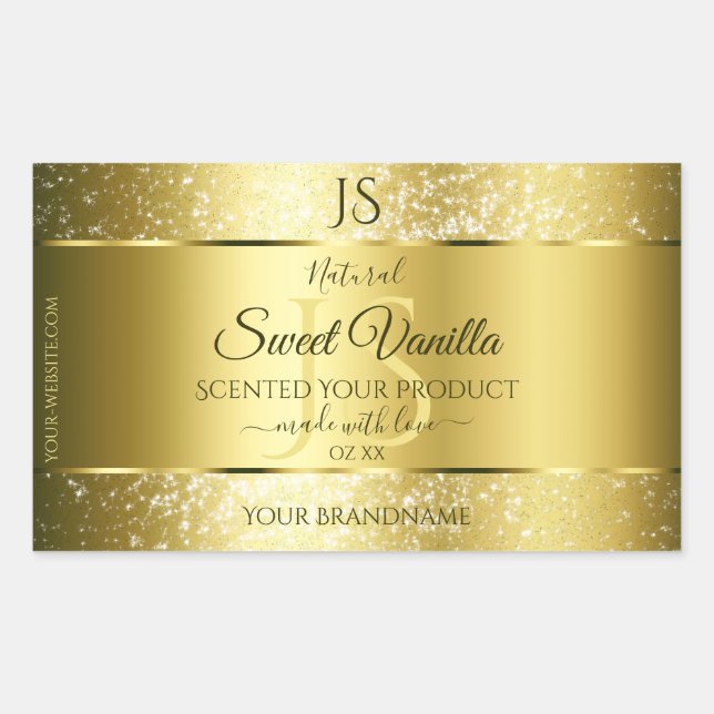 Luxury Gold Soft Glitter Initials Product Labels (Front)