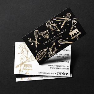 Luxury Gold Sparkle Baking Cooking Utensil Bakery  Business Card