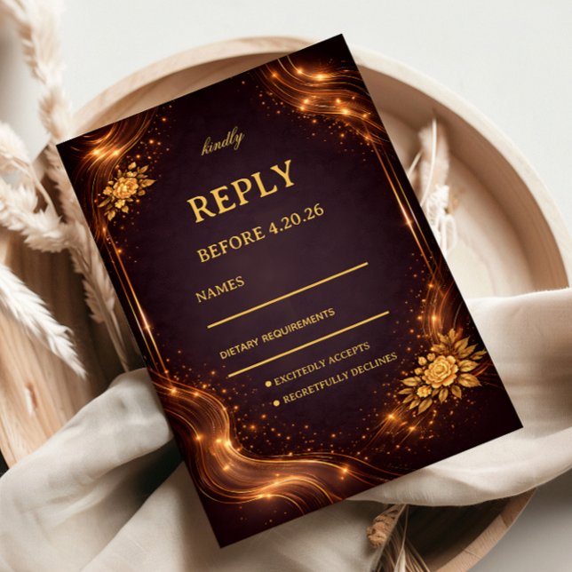 Luxury Gold Sparkle Wave RSVP Card (Creator Uploaded)
