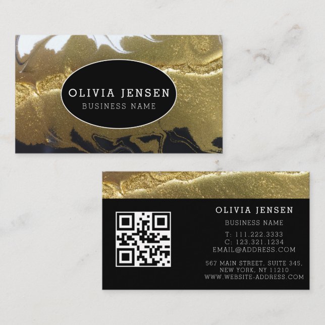 Luxury Gold Sparkling Glitter Glamourous Marble  Business Card (Front/Back)