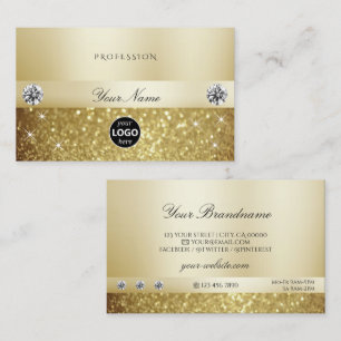 Luxury Gold Sparkling Glitter with Logo Modern Business Card