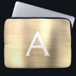 Luxury Gold Stainless Steel Monogram Laptop Sleeve<br><div class="desc">Luxury Gold Faux Stainless Steel Elegant Monogram Sleeve. This sleeve can be customised to include your initial and first name.</div>