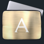 Luxury Gold Stainless Steel Monogram Laptop Sleeve<br><div class="desc">Luxury Gold Faux Stainless Steel Elegant Monogram Sleeve. This sleeve can be customised to include your initial and first name.</div>
