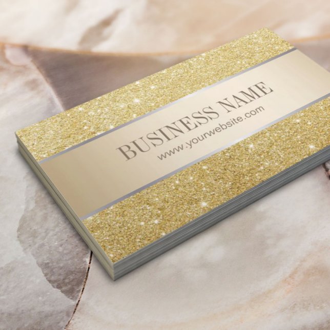 Luxury Gold Stripe Sparkle Glitter Background Business Card (Creator Uploaded)