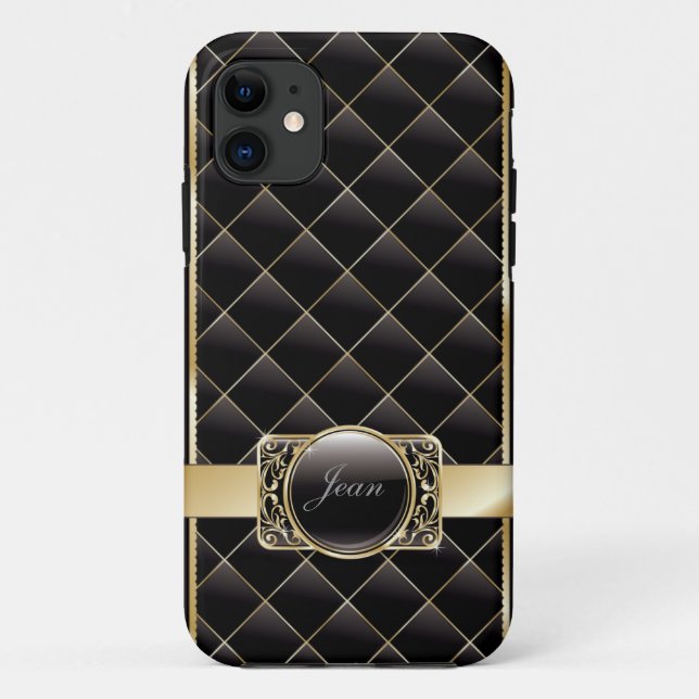 Luxury Gold Striped Diamond Bricks iPhone 5 Case (Back)
