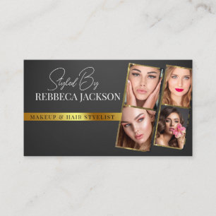 luxury Gold Strokes Black Beauty Shop  Business Card