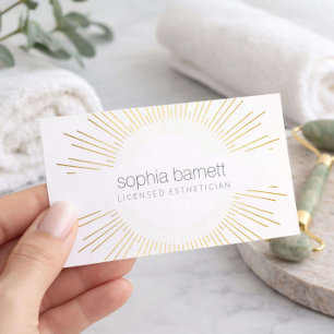 Luxury Gold Sunburst Aesthetician Logo Business Card