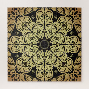 Luxury Gold Swirls Floral Background Jigsaw Puzzle