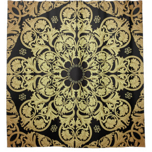 Luxury Gold Swirls Floral Background Shower Curtain