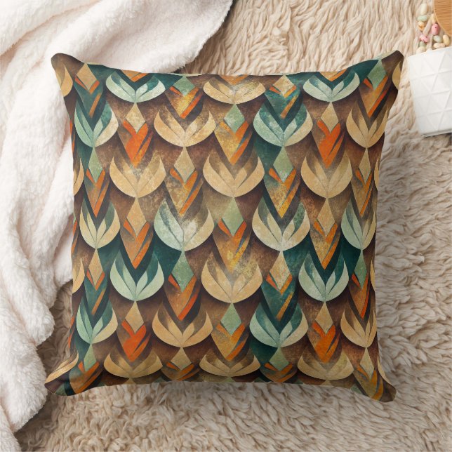 Luxury Gold Teal Art Deco Abstract Pattern Cushion (Blanket)