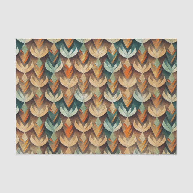 Luxury Gold Teal Art Deco Abstract Pattern Tissue Paper (Front)