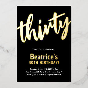 Luxury Gold 'thirty' Adult Milestone 30th Birthday