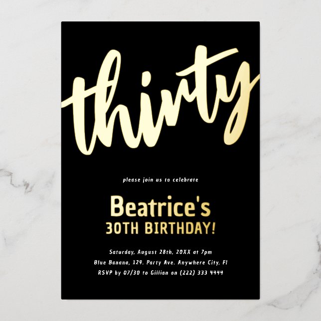 Luxury Gold 'thirty' Adult Milestone 30th Birthday (Front)