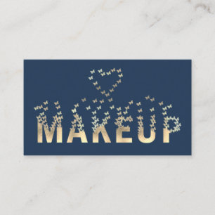 Luxury gold typography butterflies makeup logo business card