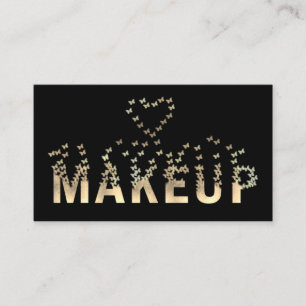 Luxury gold typography  butterflies makeup logo business card