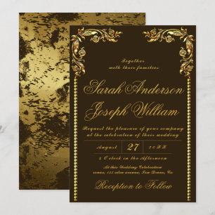 Luxury Gold Vintage & Golden Foil Wedding Invitati Invitation