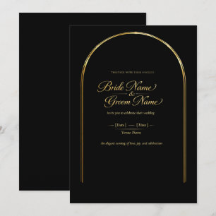 Luxury Gold Wedding Invitation   Elegant Black & G