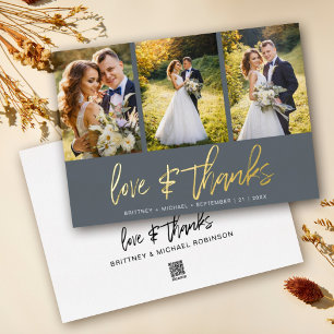 Luxury Gold Wedding Photo Collage Thank You