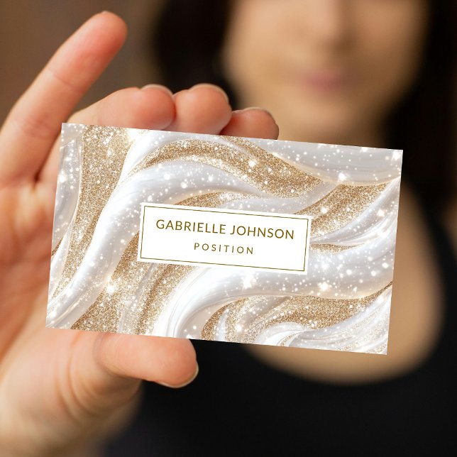 Luxury Gold White Glitter Marble Business Cards (Creator Uploaded)