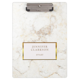 Luxury gold & white marble stone personal clipboard
