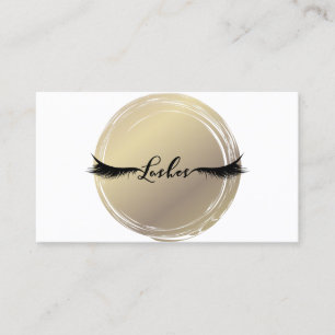Luxury Gold & White Modern Glam LASHES Business Card