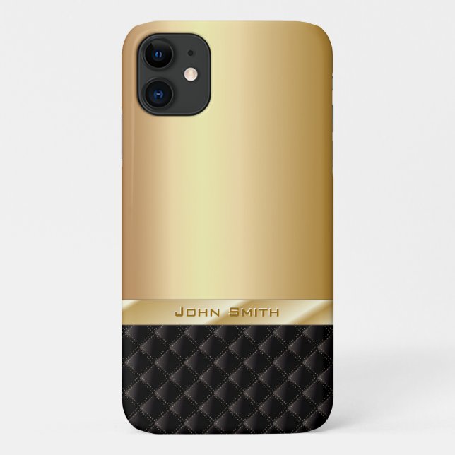 Luxury Gold with Custom Name Elegant Case-Mate iPhone Case (Back)