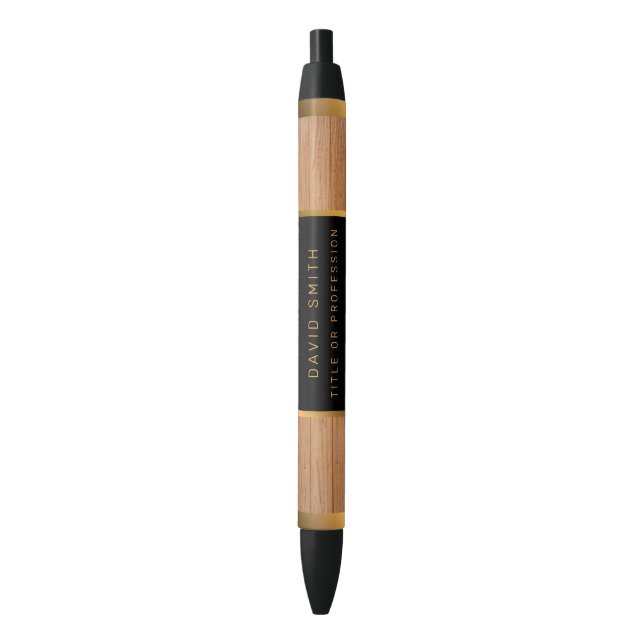 Luxury Gold Wood Modern Blue Ink Pen (Front Vertical)