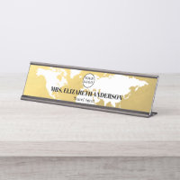 Luxury Gold World map travel agency with logo