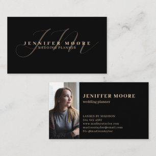 Luxury Golden and Black Monogrammed Business Card