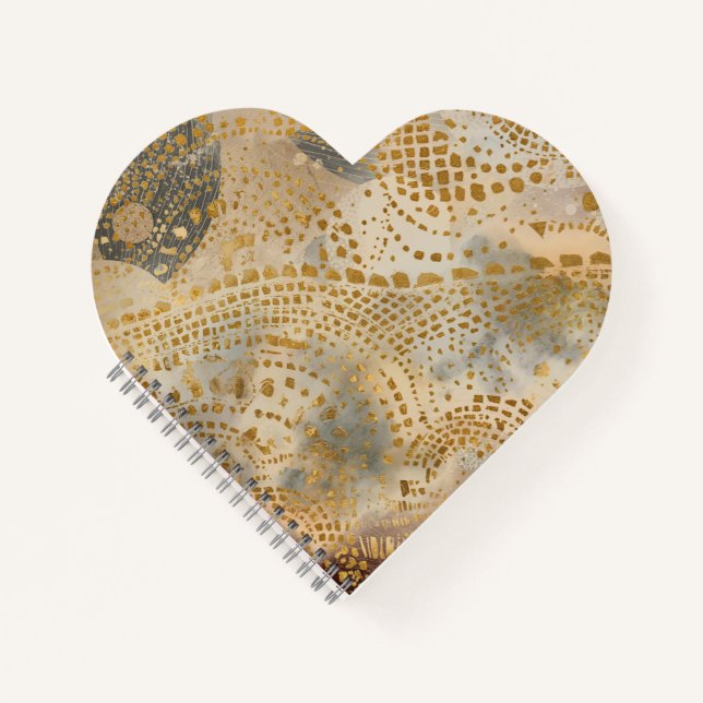 Luxury Golden Black Pattern, Modern Notebook (Front)