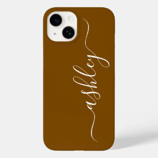 Luxury Golden Brown Phone Case with Custom Name.