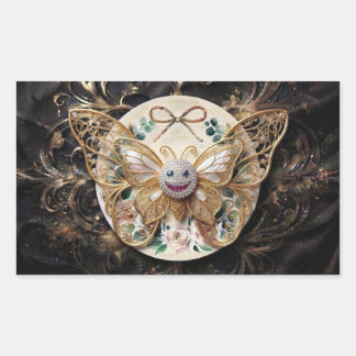 Luxury Golden Butterfly Thank You Sticker | Elegan