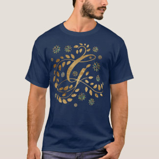 Luxury Golden Calligraphy Monogram with letter G T-Shirt
