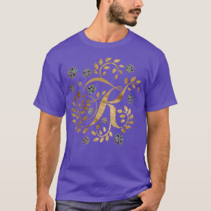 Luxury Golden Calligraphy Monogram with letter K T-Shirt