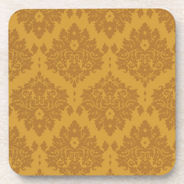 Luxury Golden Damask Coaster (Front)