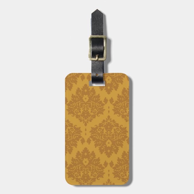 Luxury Golden Damask Luggage Tag (Front Vertical)