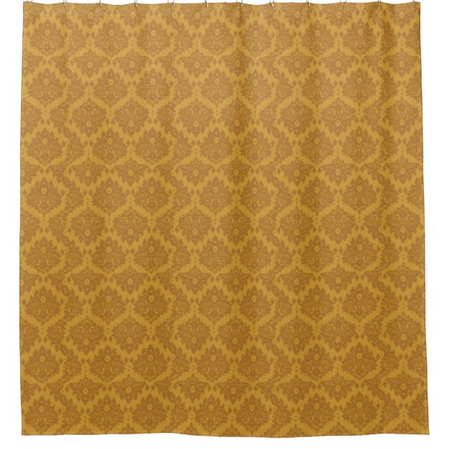 Luxury Golden Damask Shower Curtain (Front)
