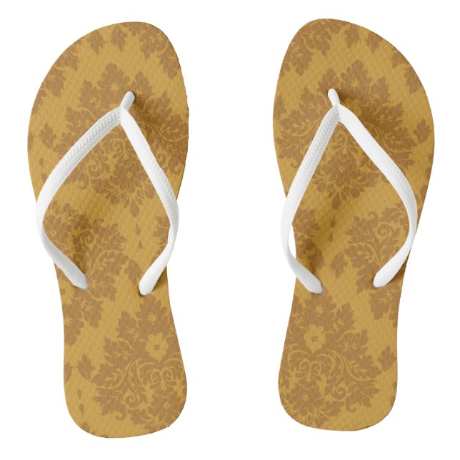 Luxury Golden Damask Thongs (Footbed)
