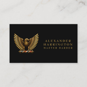 Luxury Golden Eagle Barber Shop Logo Hair Stylist Business Card