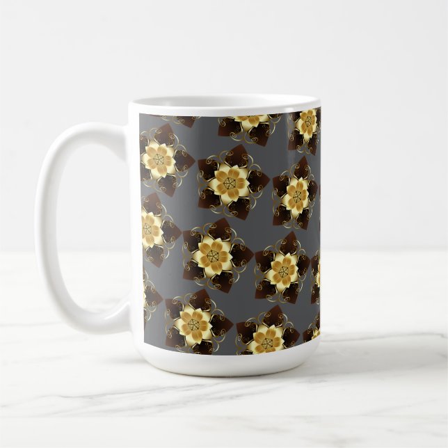 Luxury Golden Floral Mandala Ornamental Design Coffee Mug (Left)