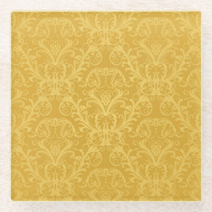 Luxury Golden Floral: Seamless Wallpaper Glass Coaster
