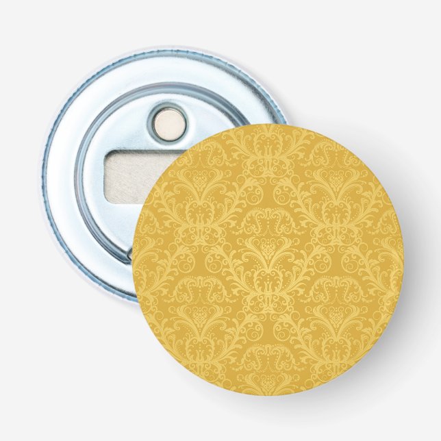 Luxury Golden Floral Wallpaper Bottle Opener (Front)
