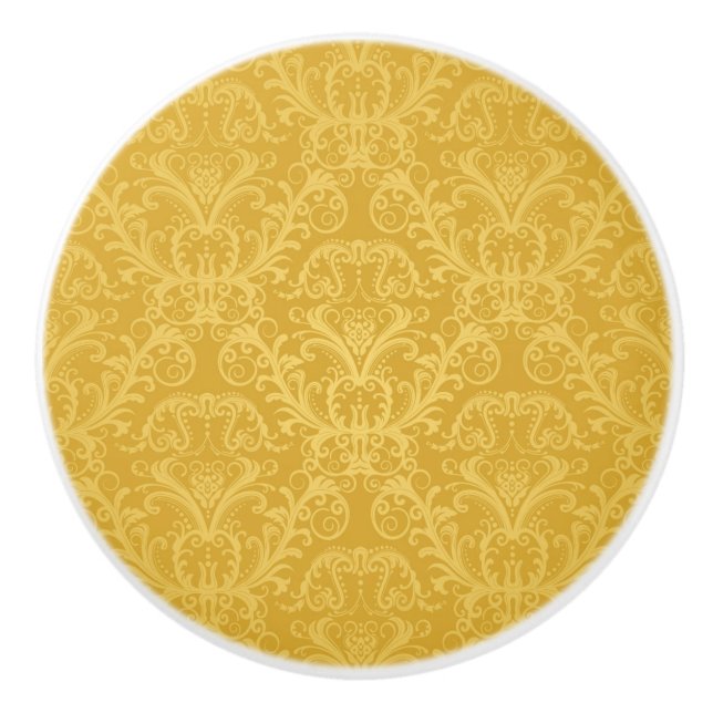 Luxury Golden Floral Wallpaper Ceramic Knob (Front)