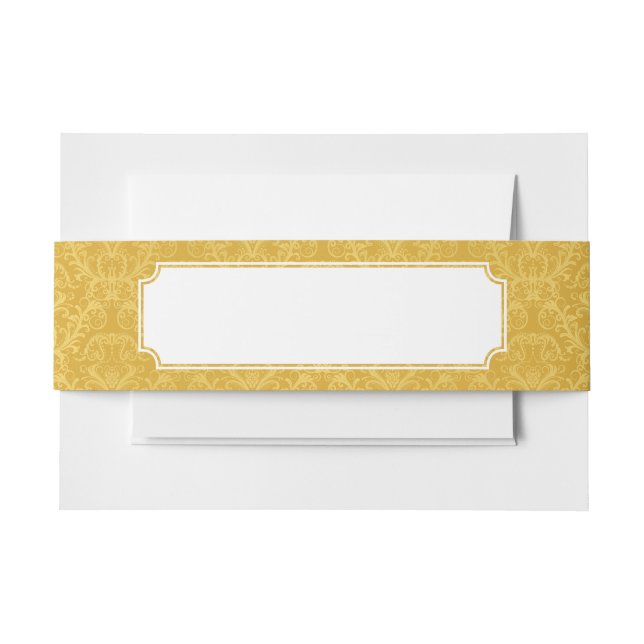 Luxury Golden Floral Wallpaper Invitation Belly Band (Front Example)