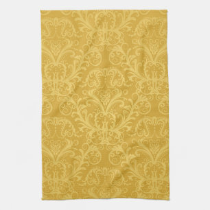 Luxury Golden Floral Wallpaper Tea Towel