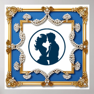 Luxury Golden Frame Adorned with Pearls Poster
