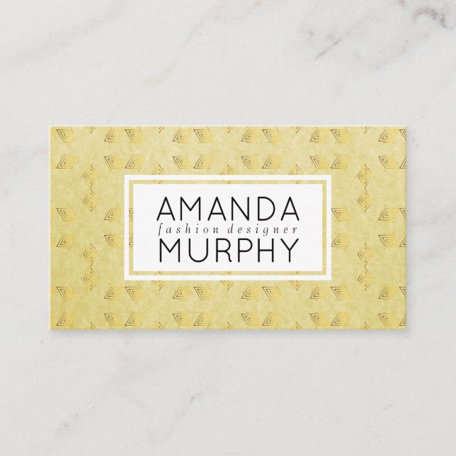 Luxury Golden Geometric Pattern Business Card (Front)