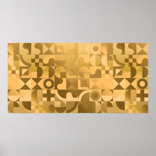 Luxury golden geometric seamless pattern poster (Front)